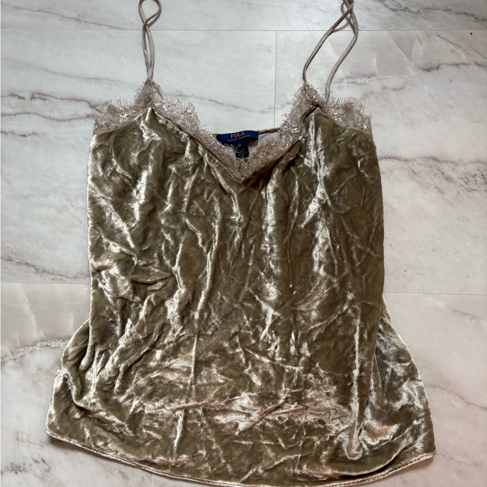 Polo Ralph Lauren Velvet Gold Cami Top- 0